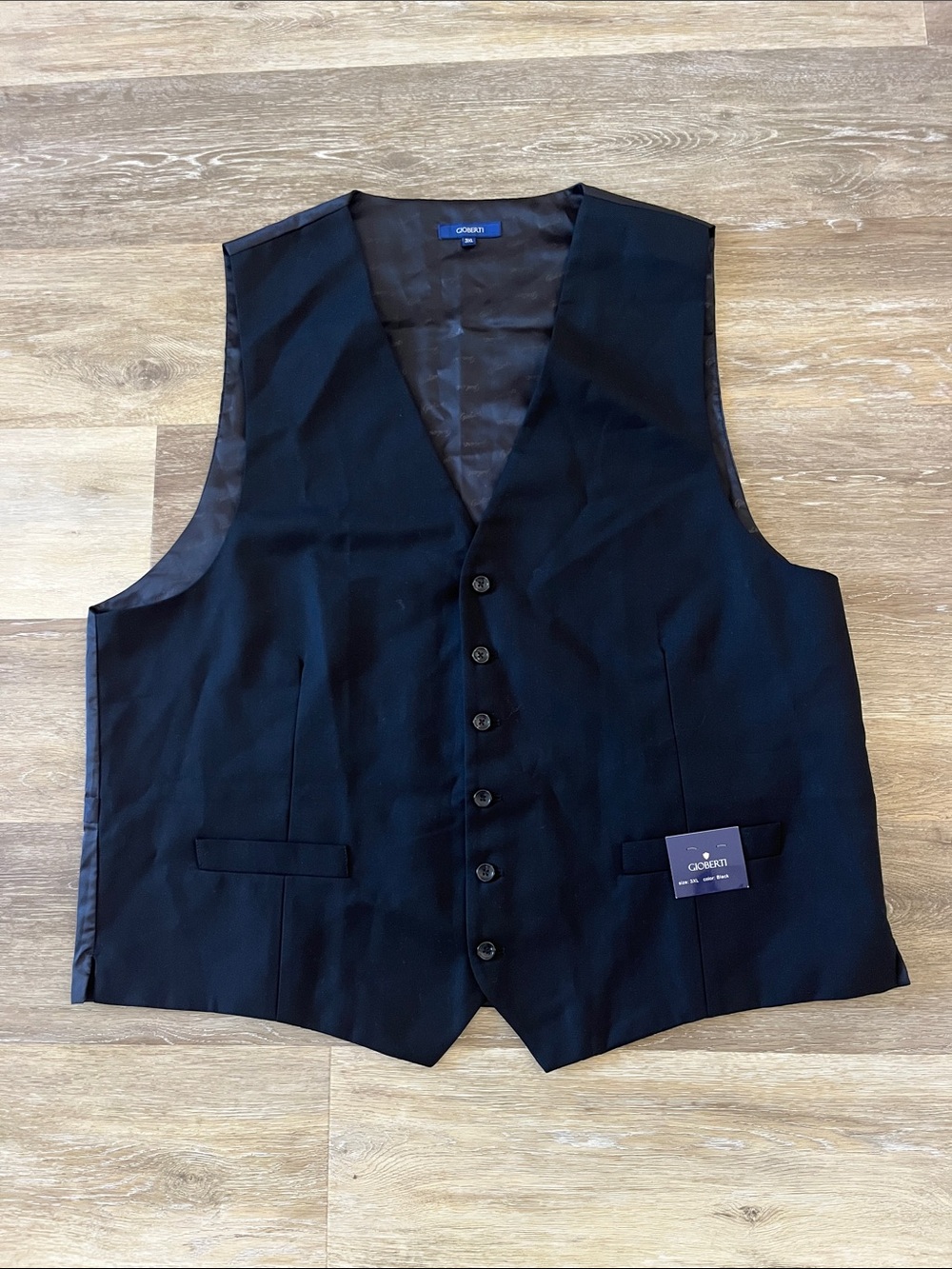 NWT Gioberti Men’s Black Button Front Suit Vest Size 3XL